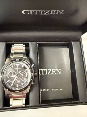 Citizen Stainless Steel Chronograph Watch - Silver & Black